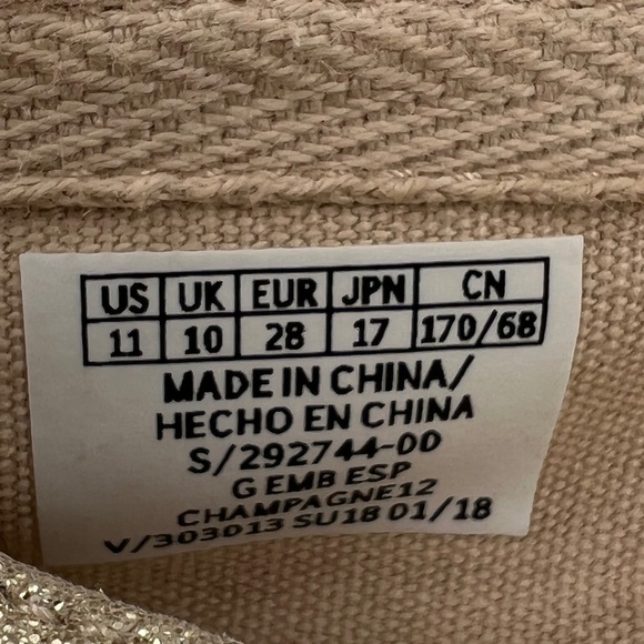 Gap Gold Embroidered Flower Slip-On Espadrille Flats Size 11 Toddler Girl - Picture 3 of 7